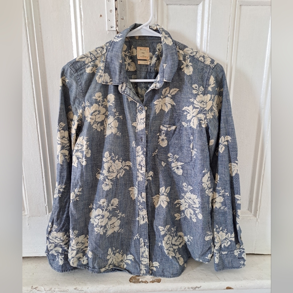 Floral Denim Button-Up Shirt - Gap